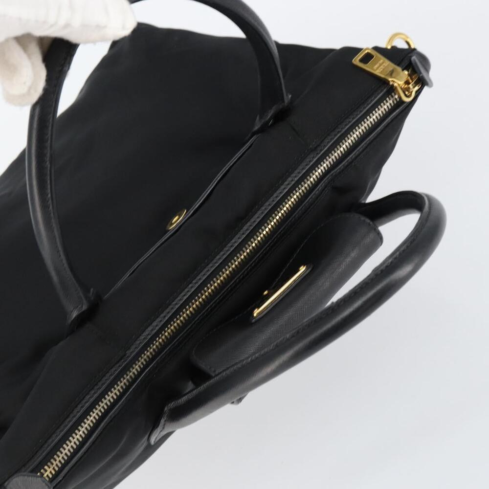 PRADA Hand Bag Nylon Black Gold Auth 148636 - Picture 9 of 16